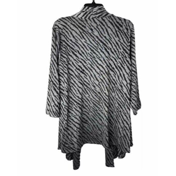 Chicos Light Jacket Topper 3 XL Black Gray Silver Open Front Stretch Washable - Picture 4 of 10